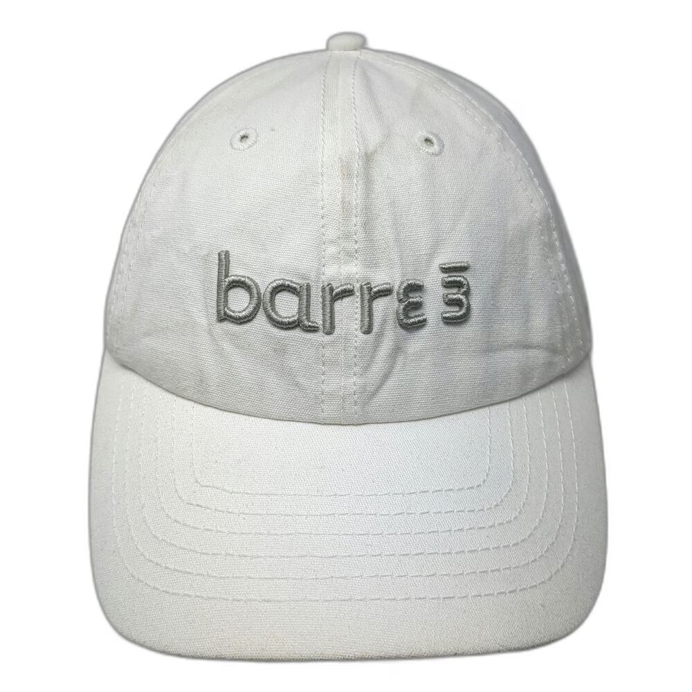 Barre3 Baseball Cap White One Size Adjustable Slideback Hat Fitness Studio Logo